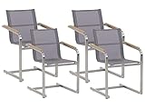 Beliani Gartenstuhl aus Edelstahl mit Polyester in Grau 4er Set Moderner Look Cosoleto