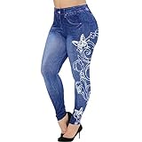 Blumen Versand Online Hohe Taille Hip Lift Stretch Slim Print Faux Denim Yoga Hosen Fitness Damen Bodenbildung Hose Hose Extra Damen