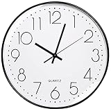 wehers Wanduhr, Modern Quartz Lautlos Wanduhr Schleichende Sekunde ohne Ticken 12 Zoll 30cm wanduhren für Wohnzimmer, Zimmer, Büro Dekor (Schwarz)