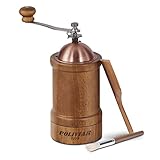 Poliviar Manuelle Kaffeemühle, Kaffeebohnen Mühle mit einstellbarer keramischer Grat, Vintage Stil Holz Hand Kaffeemühle, große Kapazität Burr Kaffeemühle mit Bürste und Löffel (JX2022-CG20-DE)