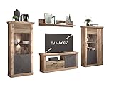 Homeface PROTUM VM Wohnkombination Set 4-teilig Klassik - Wohnwand -TV Wand - Wohnzimmerwand- Dekor Eiche-Anthrazit-Ohne LED Beleuchtung - Ohne Dekoration - B/H/T: 362,3 x 180 x 40