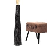 Leewadee Große Bodenvase für Dekozweige hohe Standvase Design Holzvase, Holz, 90 cm, schwarz