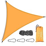 Yuragim Sonnensegel Dreieck 3x3x3m, Sonnensegel Dreieckstuch Sonnensegelstangen Sunshade Gross Sonnensegel Dreieckig Sun Shade Sonnenschutz Wasserdicht mit UV Schutz für Garten Balkon Terrasse Camping