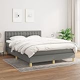 ZEYUAN Boxspringbett mit Matratze, Bett, Polsterbett, Bettgestelle, Schlafbett, Box Spring Bed,Jugendbett, Bettrahmen, Betten Für Teenager, Dunkelgrau 140x200 cm Stoff