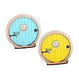 USHOBE 2 Stück Feentür Dekoration Holz Feentür Miniatur Feenbaum Tür Türen Ornament Handwerk Terrarium Zubehör Außeneinrichtung Mini Tür Schmuck Mini Handwerk Tür Container