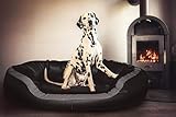 tierlando® Pepper Orthopädisches Hundesofa in Kunstleder | 13cm mächtige Matratze VISCO | (Schwarz 110cm L | Anti-Haar | Formstabil