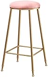 Tabouret De Bar Hauteur Du Comptoir De Bar Finition En Métal/Fer Pour Cuisine De Pub/Restaurant/Maison - Chaise Haute Sans Dossier Avec Coussin En Velours Doux - (Bleu, Rose, Vert)