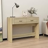 ZEYUAN Konsolentisch, Console Table, Kommode, Beistelltisch, Wohnzimmertisch, Beistellregal, Medienkonsole, Seitentisch, Sonoma-Eiche 100x39x75 cm Holzwerkstoff