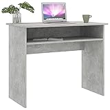 Arbeitsstation, Laptop-Tisch, Betongrau, praktisch, 90 x 50 x 74 cm, Computer-Schreibtisch aus Spanplatte, für den Innenbereich, für Arbeitszimmer, Büro zum Lesen