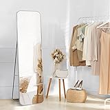 Meykoers Ganzkörperspiegel 160x40cm Standspiegel Bodenspiegel Stehen und hängen Körperspiegel Metallrahmen großer Spiegel für Ankleidezimmer, Schlafzimmer(Silber)