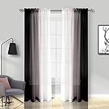 Melodieux Gardinen mit Kräuselband Ombre Transparent Vorhänge für Wohnzimmer 2er Set, 260x140cm