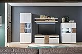 möbelando Luzerno Wohnwandkombination bestehend aus Highboard, Vitrinenschrank, Lowboard und Wandboard