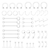 MixPiercing 48 Stück Klare Piercing Retainer aus Kunststoff für Nase Zunge Brustwarze Nippel Bauch Lippen Labret Septum Hoops Ohr Knorpel, Plastik Piercing Platzhalter Schmuck für OP