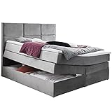 Moebella Boxspringbett 180x200 mit Bettkasten und Topper, 7-Zonen Taschenfederkern, Samt, Stauraum, Bett 180x200, Betten, unterschiedliche Größen (Boxspringbett 160x200 mit Bettkasten, Bett 200x200)