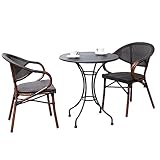 JHKZUDG Bistrotisch Und Stühle Set 3,Gartenmöbel-Set,Outdoor-Gesprächstisch-Stühle-Set,Mit 2 Stühlen Und Einem Tisch Aus Gehärtetem Glas,Für Balkon, Hof, Poolseite