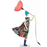 Mummeta Skitso Solange Puppe mit Regenschirm h Figur 64 cm h mit Lampenschirm 85 cm aus Holz und recycelten Stoffen