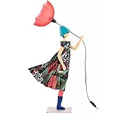 Mummeta Skitso Solange Puppe mit Regenschirm h Figur 64 cm h mit Lampenschirm 85 cm aus Holz und recycelten Stoffen