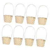 Cabilock 8 Stück Geflochtener Blumenkorb Frühlingsgeschenkkörbe Lebensmitteldekoration Rattan-Dekor Mini-Küche Spielset Puppenhaus Möbel Foto-Requisiten Tragbarer Korb