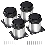 4 Stück 50 x 50 mm verstellbare Möbelfüße, Edelstahl Tischbeine Metall SchrankfüÃŸe runde Sofa-Beine MöbelfüÃŸe für Schrank, Tische, Schränke