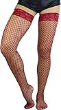 ToBeInStyle Damen Iconic Wide Net Lace Strumpfhose - Rot - Einheitsgröße