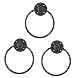 Cabilock 3 Stück Schmiedeeiserner Handtuch-Aufhängering Industrieller Handtuchring Badezimmer-Handtuchhalter Moderner Handtuchhalter Handtuchhalter Schwarze L-Halterungen Robuste