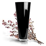 Glaskönig - Schwarze Bodenvase aus Glas 43cm hoch Ø 17,5cm - optimale Größe für Jede Vasen Deko - Dekovase mit dicken Seitenwänden von 5mm und massiven Rundboden für einen festen und sicheren Stand