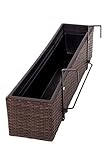 Vivanno Balkonkasten Blumenkasten Pflanzkasten Polyrattan braun Balkoni - 20 x 80 x 19 cm