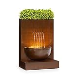 Blumfeldt Windflower Gartenbrunnen, Leistung: 11 Watt, inklusive Pflanzschale, für drinnen und draußen, Durchflussmenge: 750 l/h, LED-Lichtleiste, Material: verzinktes Metall, braun