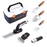 Yard Force VITA Werkzeugkoffer mit 4V / 4Ah Akku, Akku Gras und Strauchschere, Handschaufel, Handgrubber, Handgrabgabel, HX V05S, Weiß