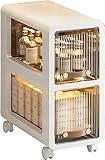 Small Bathroom Storage Corner Cabinet Slim Rolling Bathroom Cabinet for Small Spaces with Drawer Wheels