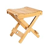 SANGDA Bambus-Klapphocker, Holz, Badezimmer, Duschhocker, tragbar, zusammenklappbar, Duschsitz, Rasur, Dusche, Fußstütze, kleiner Stuhl für Garten, Badezimmer, Balkon, Spa