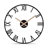 Cander Berlin Lovis XXL Vintage Wanduhr lautlos 40 cm Metall Holzzeiger ohne Ticken groß modern schwarz Wohnzimmer Küche