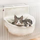 CanadianCat Company ® | Katzen Kuschelsack für Heizkörper | Weiß | Liegemulde mit verstellbaren Bügeln