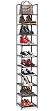 Wylnsie Vertikales Schuhregal mit 10 Ebenen, schmales Schuhregal, freistehender, Stabiler, stapelbarer Schuhregal-Organizer für Eingangsbereich, Schlafzimmer, (Schwarz)