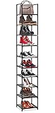 Wylnsie Vertikales Schuhregal mit 10 Ebenen, schmales Schuhregal, freistehender, Stabiler, stapelbarer Schuhregal-Organizer für Eingangsbereich, Schlafzimmer, (Schwarz)