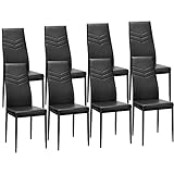 SICOTAS Esszimmerstühle 8er Set Moderne Küchenstühle aus PU-Leder bequemer Polsterstuhl mit Lehne Metallbeine Wohnzimmerstuhl Stühle für Esszimmer Küche Arbeitszimmer Wohnzimmer Schlafzimmer Schwarz