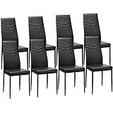 SICOTAS Esszimmerstühle 8er Set Moderne Küchenstühle aus PU-Leder bequemer Polsterstuhl mit Lehne Metallbeine Wohnzimmerstuhl Stühle für Esszimmer Küche Arbeitszimmer Wohnzimmer Schlafzimmer Schwarz