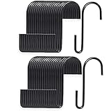 Kleiderhaken, 20 Stück, robuste S-Haken, schwarze S-förmige Haken, zum Aufhängen von Kleiderbügeln für Küche, Bad, Schlafzimmer und Büro: Topf, Handtücher, Kleidung (62 x 19 mm) (schwarz x 40)