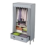 Tragbare Kleiderschrankregale,Stoffgarderobe,Faltbarer Schrank,Kleiderschrank-Aufbewahrungsorganisator mit Kleiderstange,für Schlafzimmer,grau-83 x 45 x 168 cm