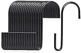 Kleiderhaken, 20 Stück, robuste S-Haken, schwarze S-förmige Haken, zum Aufhängen von Kleiderbügeln für Küche, Bad, Schlafzimmer und Büro: Topf, Handtücher, Kleidung (62 x 19 mm) (schwarz x 20)
