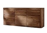 MASSIVMOEBEL24.DE | Toronto massives Sideboard - Smoked Cherry - gebeizt | Sheesham-Holz | 3 verschließbare Regaleinheiten | 185x40x80 | Kommode Tv-Sideboard Wohnzimmer-Schrank