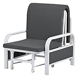 Tomile Schlafsofa Schlafsessel für eine Person, Indoor-Liegen, umwandelbare Chaiselongue, klappbarer 2-in-1-Sofasessel mit Kissen, gepolsterter Lazy Bed Leisure Recliner für das Home Office(Grey)