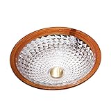 Badezimmer-Waschbecken mit Abfluss-Kombination, runde Aufsatz-Waschbeckenschüssel aus Glas, 12 mm dick, Waschtisch-Waschbecken auf der Oberseite, modernes Kunst-Waschbecken, ohne Wasserhahn, gelb (Ty