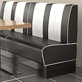 GGMMÖBEL American 2 | Dinerbank | B:H 180 x 103 cm | Gestreift | Schwarz | Leder | American Diner Möbel, American Dinerbank