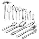 52-teiliges Besteck Set mit Servierbesteck, Edelstahl Besteckset 8 Personen mit Besteck Servierset, Essbesteck Set mit Gabeln Messer Löffel, Edelstahl poliert, Spülmaschinenfest