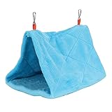Triangles Hängehängematte Für Kleine Tiere, Warme Plüsch-Haustierkäfig-Hängematte, Frettchen-Zuckergleiter Für Hamster, Eichhörnchen(l-Blau)