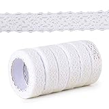 6 Rollen Spitzenband Vintage Deko Spitze Bordüre Dekoband Selbstklebend Spitzenborte Stoffband Bänder für Basteln Hochzeit Verzierung der Geschenke DIY Handwerk