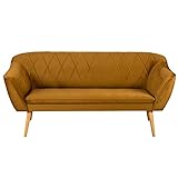 Bonni Stilvolles skandinavisches Dreisitzer Sofa Rosa mit Armlehnen und Holzfüßen, Polstersofa, Polstermöbel, Couch vom Hersteller, Couchgarnitur, Sofagarnitur (Gold)