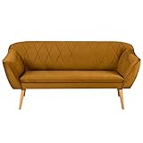 Bonni Stilvolles skandinavisches Dreisitzer Sofa Rosa mit Armlehnen und Holzfüßen, Polstersofa, Polstermöbel, Couch vom Hersteller, Couchgarnitur, Sofagarnitur (Gold)