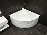 Eckbadewanne 140x140 cm Komplettset inkl. Untergestell, Ab-Überlauf und Schürze, Extra stabile Badewanne Eckwanne mit Nackenkissen Model: Kassel